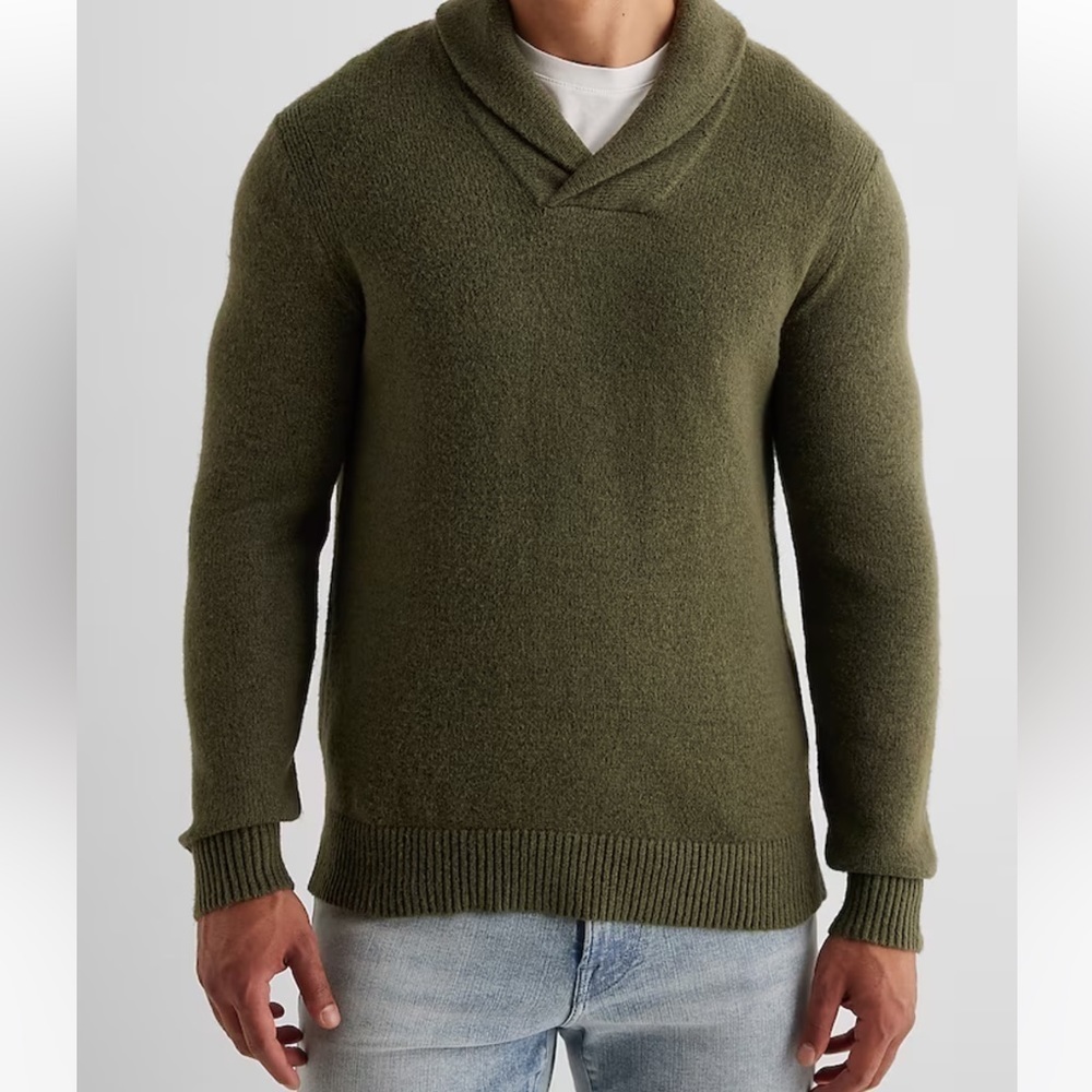 Shawl Neck Cotton-Blend Sweater